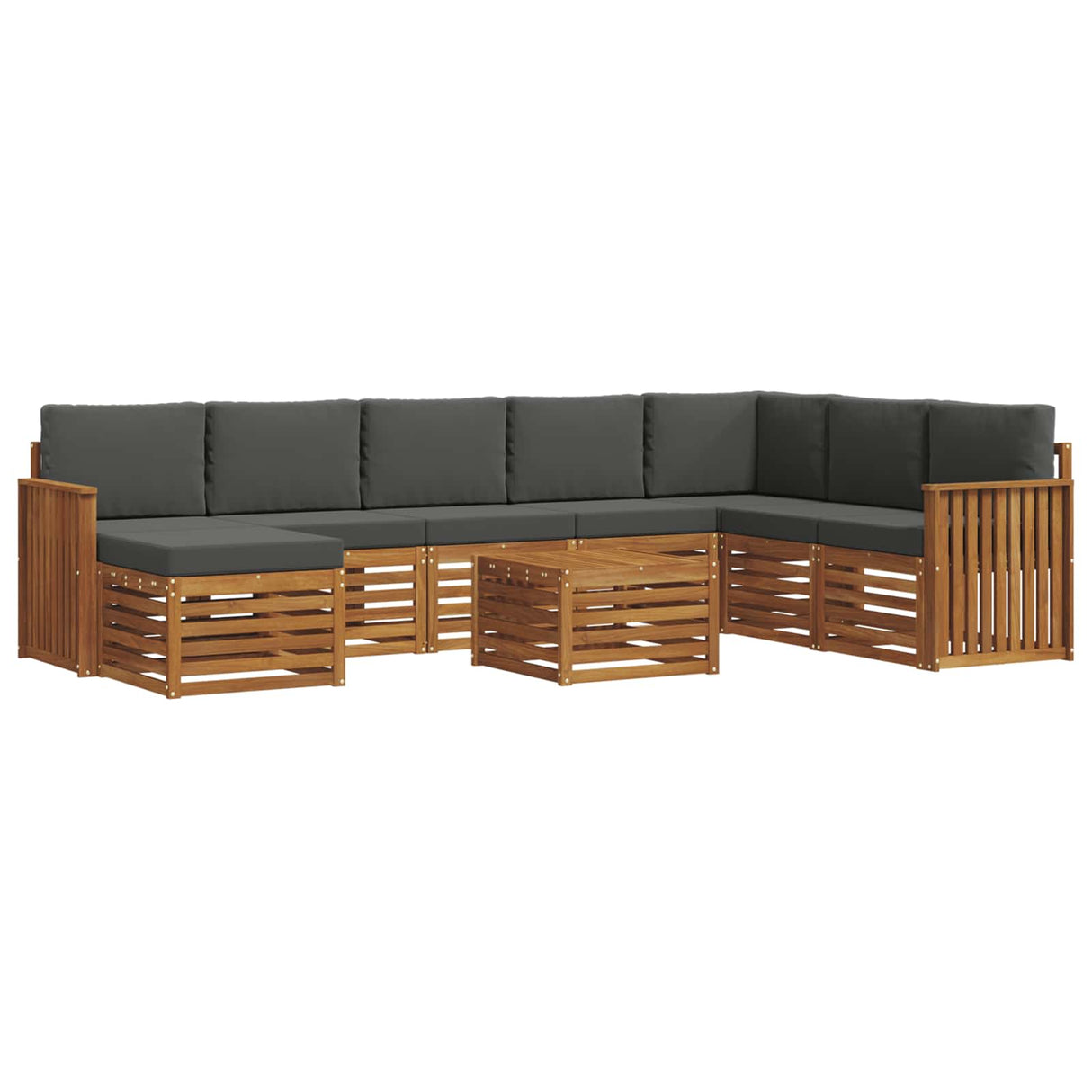 Outdoor Sofa Set 9 pcs Natural and Anthracite Solid Acacia Wood