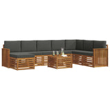 Outdoor Sofa Set 9 pcs Natural and Anthracite Solid Acacia Wood - Side View