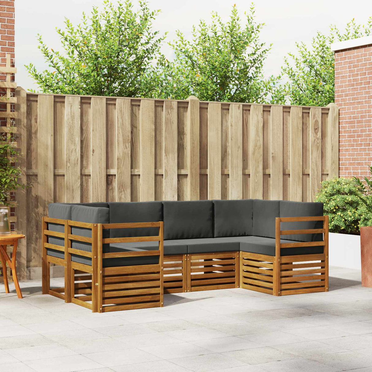 Sectional Sofa Set with Cushion 6 pcs Natural and Anthracite