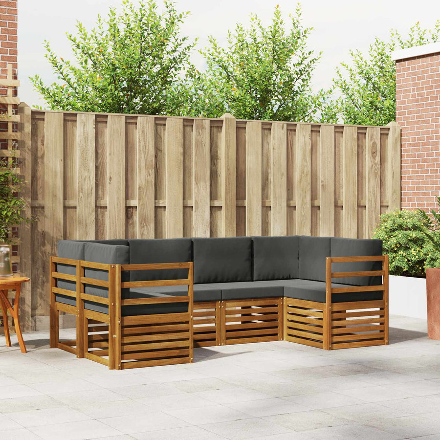 Outdoor Sofa Set 6 pcs 6-Seaters Natural and Anthracite