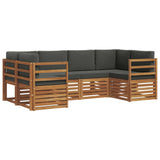 Sectional Sofa Set with Cushion 6 pcs Natural and Anthracite - Front View