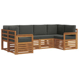 Sectional Sofa Set with Cushion 6 pcs Natural and Anthracite