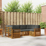 Sectional Sofa Set with Cushion 6 pcs Natural and Anthracite