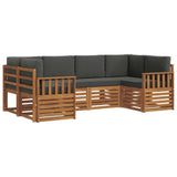 Sectional Sofa Set with Cushion 6 pcs Natural and Anthracite - Front View