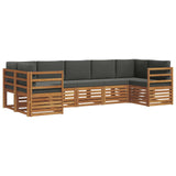 Sectional Sofa Set with Cushion 7 pcs Natural and Anthracite - Front View