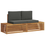 Outdoor Sofa Set with Cushion 2 Piece Natural and Anthracite - Front View