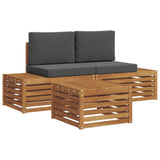 Outdoor Sofa Set Natural and Anthracite 59 x 59 x 37 cm - Front View