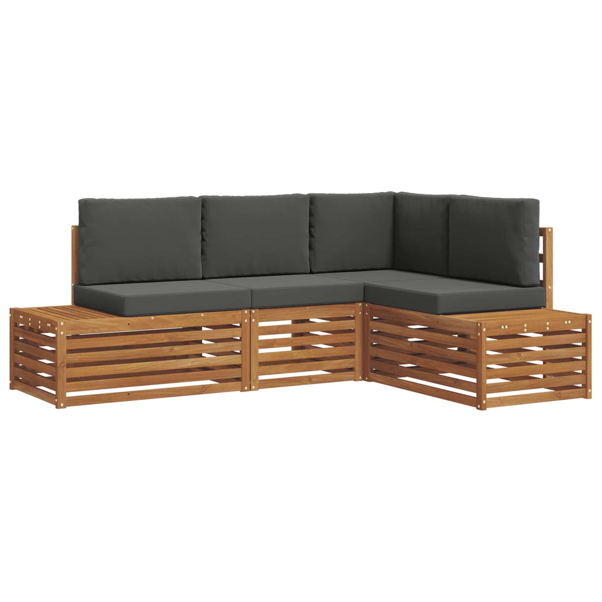 Outdoor Sofa Set with Cushion 4 Piece Natural and Anthracite