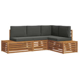 Outdoor Sofa Set with Cushion 4 Piece Natural and Anthracite - Front View