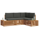 Outdoor Sofa Set with Cushion 4 Piece Natural and Anthracite - Side View