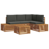 Outdoor Sofa Set Natural and Anthracite 59 x 59 x 37 cm - Front View