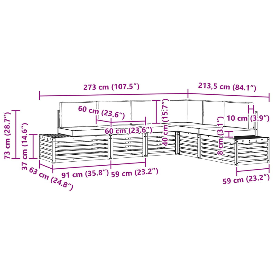 Outdoor Sofa Set 6 pcs Natural and Anthracite Solid Acacia Wood, image 11