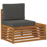 Outdoor Sofa Set with Cushion 7 Piece Natural and Anthracite - Rear View