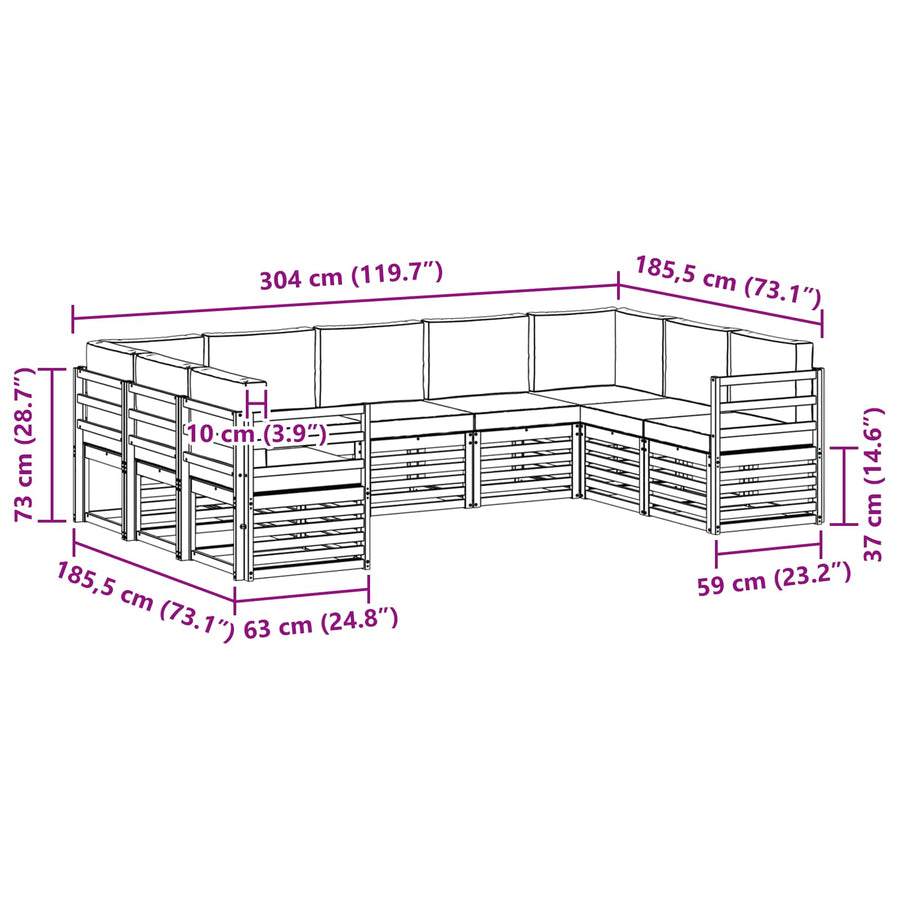 Outdoor Sofa Set 9 pcs 9-Seaters Natural and Anthracite