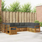 Outdoor Sofa Set 9 pcs 9-Seaters Natural and Anthracite