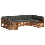 Sectional Sofa Set with Cushion 9 pcs Natural and Anthracite - Front View