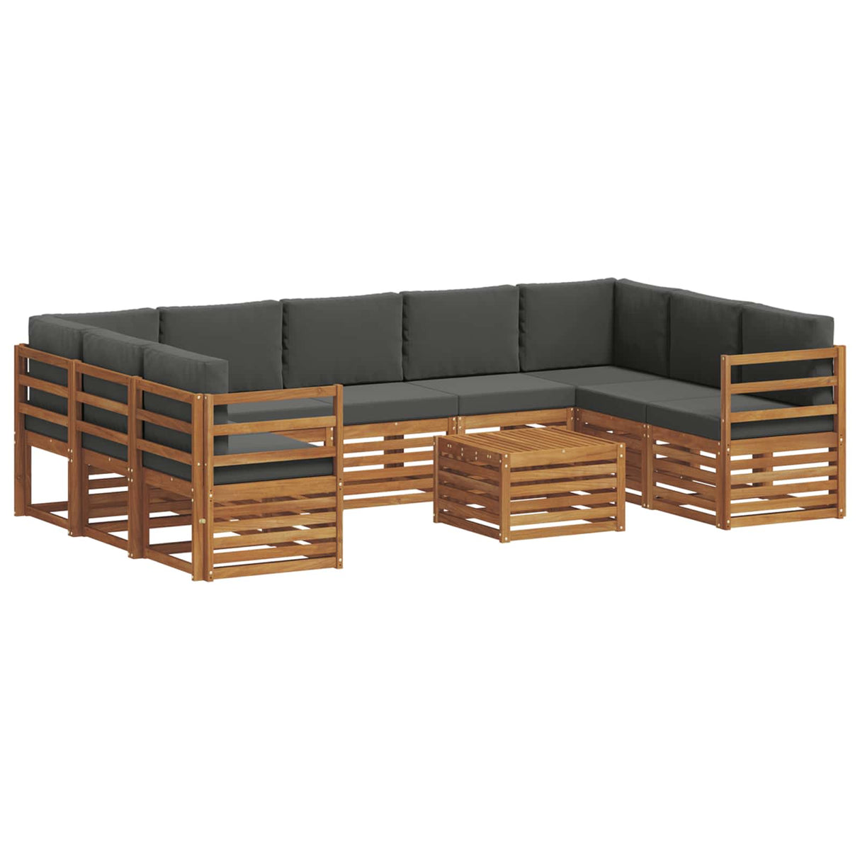 Sofa Sets 10 pcs Natural and Anthracite Solid Acacia Wood