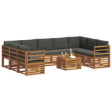 Sofa Sets 10 pcs Natural and Anthracite Solid Acacia Wood - Side View