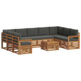 Sofa Sets 10 pcs Natural and Anthracite Solid Acacia Wood