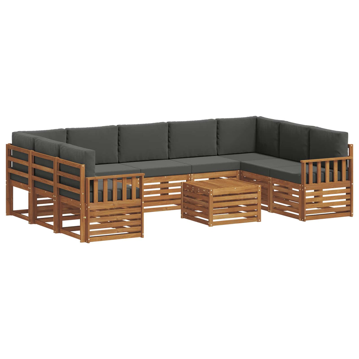 Sofa Sets 10 pcs Natural and Anthracite Solid Acacia Wood
