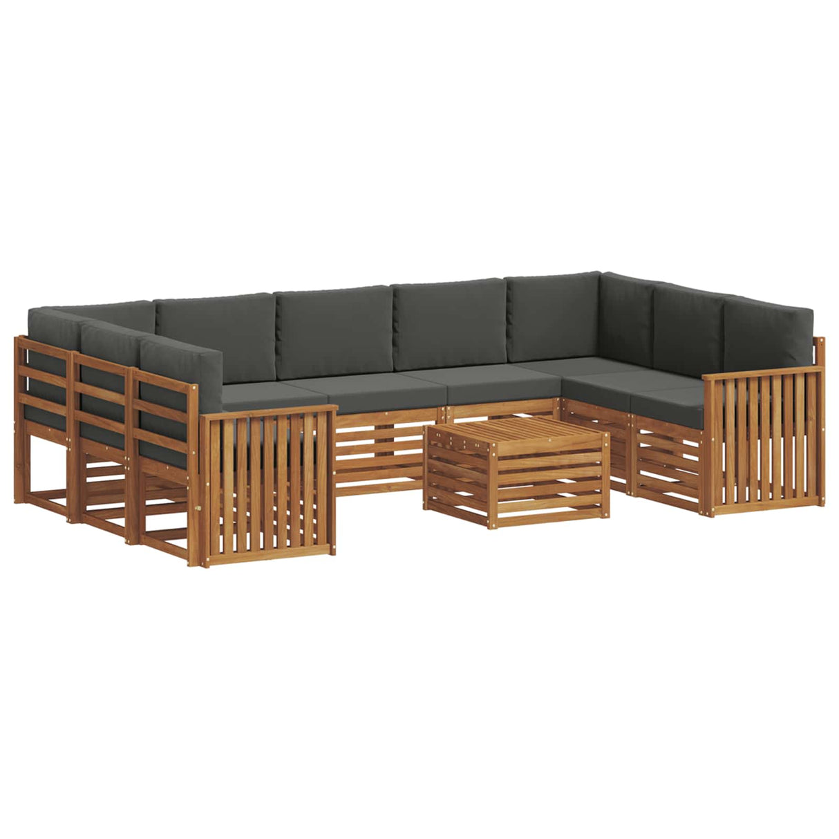 Sofa Sets 10 pcs Natural and Anthracite Solid Acacia Wood