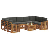 Sofa Sets 10 pcs Natural and Anthracite Solid Acacia Wood - Side View