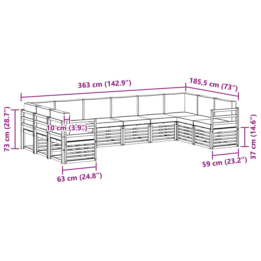 Outdoor Sofa Set 10 pcs 10-Seaters Natural and Anthracite