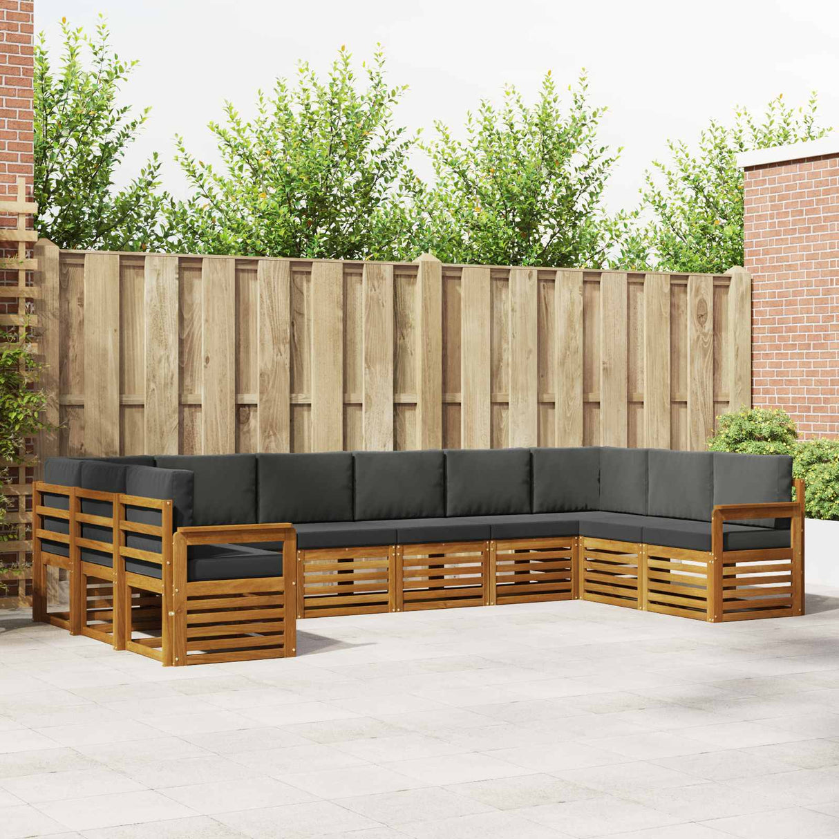 Sectional Sofa Set with Cushion 10 pcs Natural and Anthracite