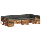 Outdoor Sofa Set with Cushion 11 pcs Natural and Anthracite - Front View