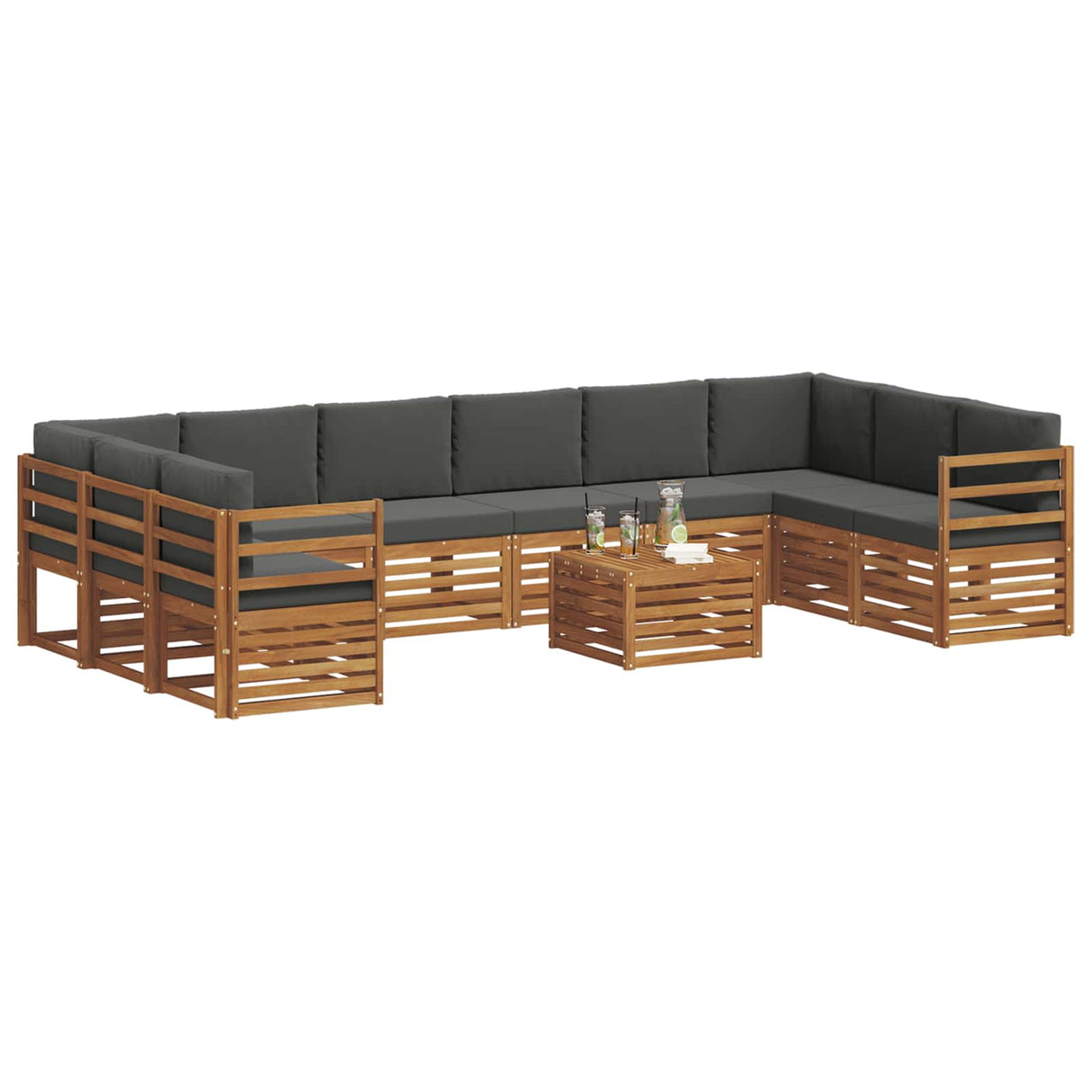 Outdoor Sofa Set with Cushion 11 pcs Natural and Anthracite