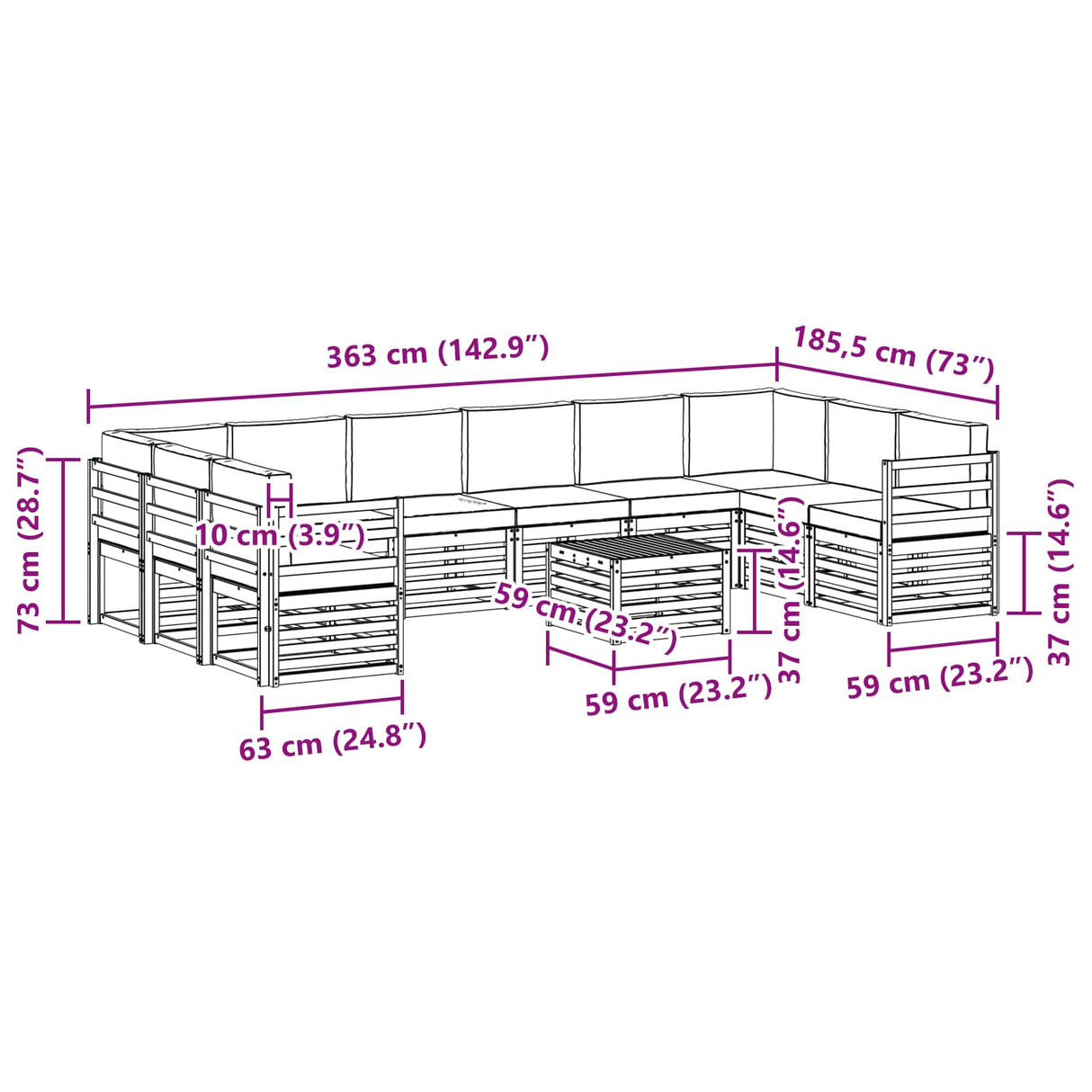 Outdoor Sofa Set with Cushion 11 pcs Natural and Anthracite