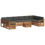 Outdoor Sofa Set with Cushion 11 pcs Natural and Anthracite - Front View