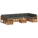 Outdoor Sofa Set with Cushion 11 pcs Natural and Anthracite - Side View