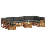 Outdoor Sofa Set with Cushion 11 pcs Natural and Anthracite