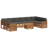Outdoor Sofa Set with Cushion 11 pcs Natural and Anthracite - Front View