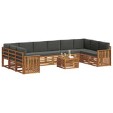 Outdoor Sofa Set with Cushion 11 pcs Natural and Anthracite