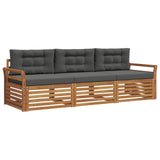 Outdoor Sofa Set with Cushion 3 pcs Natural and Anthracite - Front View