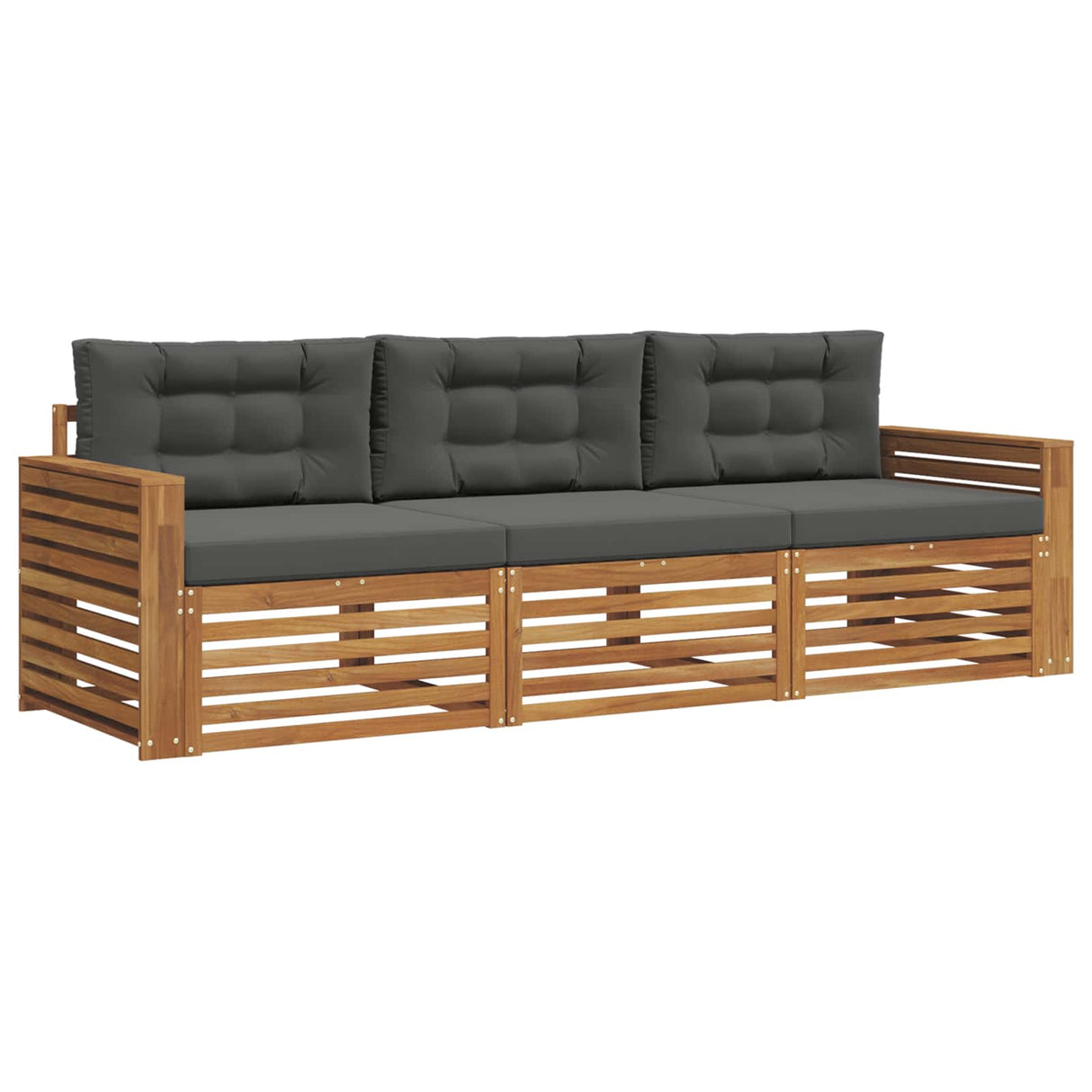 Outdoor Sofa Set with Cushion 3 pcs Natural and Anthracite