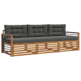 Outdoor Sofa Set with Cushion 3 pcs Natural and Anthracite - Front View