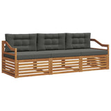 Outdoor Sofa Set with Cushion 3 pcs Natural and Anthracite - Front View
