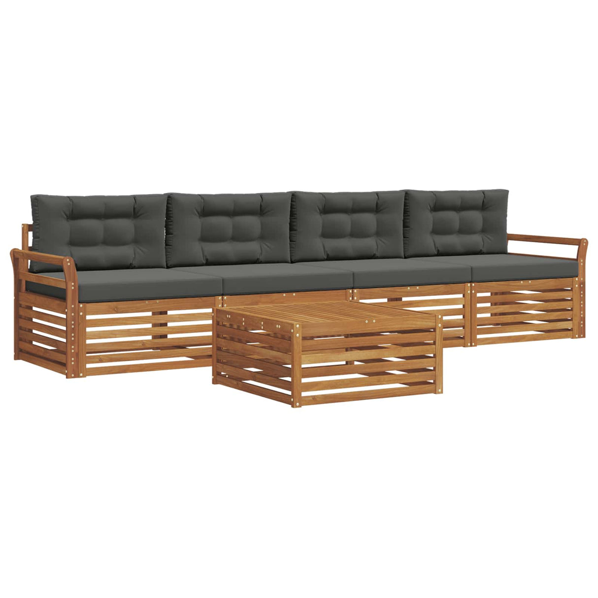 Outdoor Sofa Set with Cushion 5 pcs Natural and Anthracite