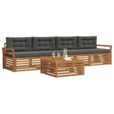 Outdoor Sofa Set with Cushion 5 pcs Natural and Anthracite - Side View