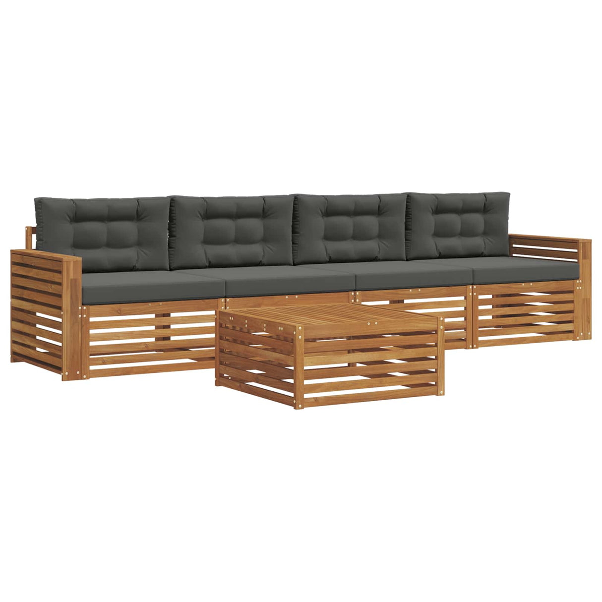 Outdoor Sofa Set with Cushion 5 pcs Natural and Anthracite