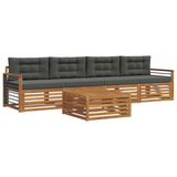 Outdoor Sofa Set with Cushion 5 pcs Natural and Anthracite - Front View