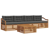Outdoor Sofa Set with Cushion 5 pcs Natural and Anthracite - Front View