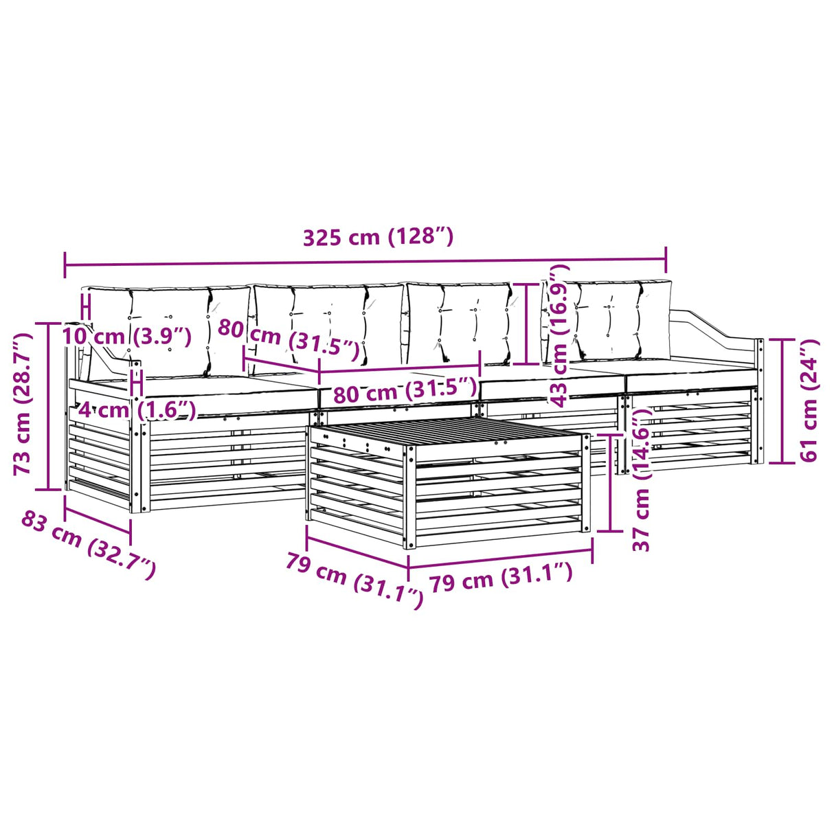 Outdoor Sofa Set with Cushion 5 pcs Natural and Anthracite