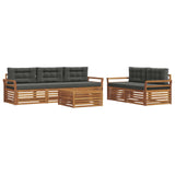 Outdoor Sofa Set with Cushion 6 pcs Natural and Anthracite