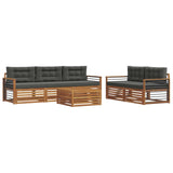 Outdoor Sofa Set with Cushion 6 pcs Natural and Anthracite - Front View