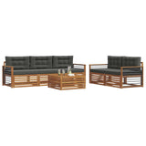 Outdoor Sofa Set with Cushion 6 pcs Natural and Anthracite - Side View