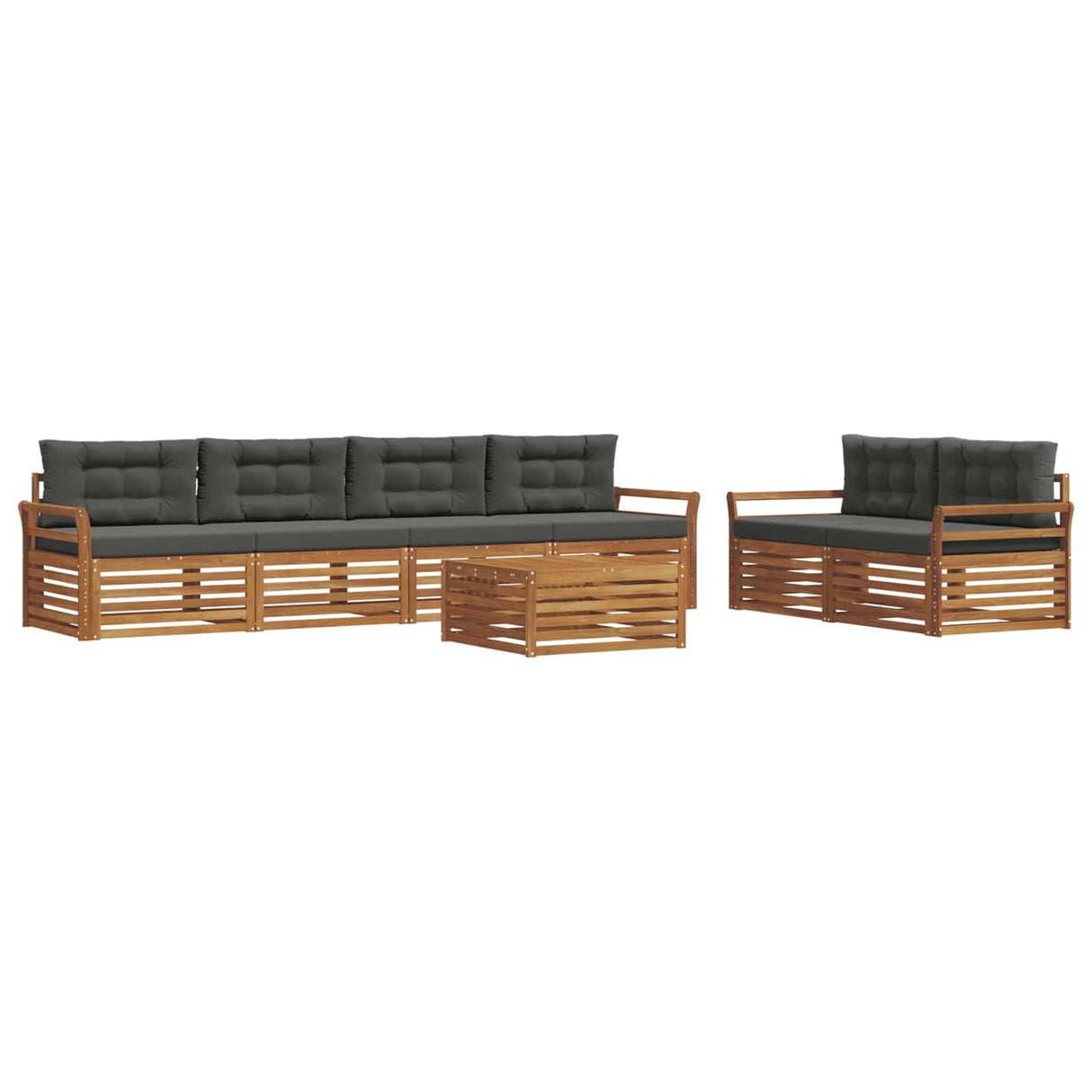 Outdoor Sofa Set with Cushion 7 pcs Natural and Anthracite